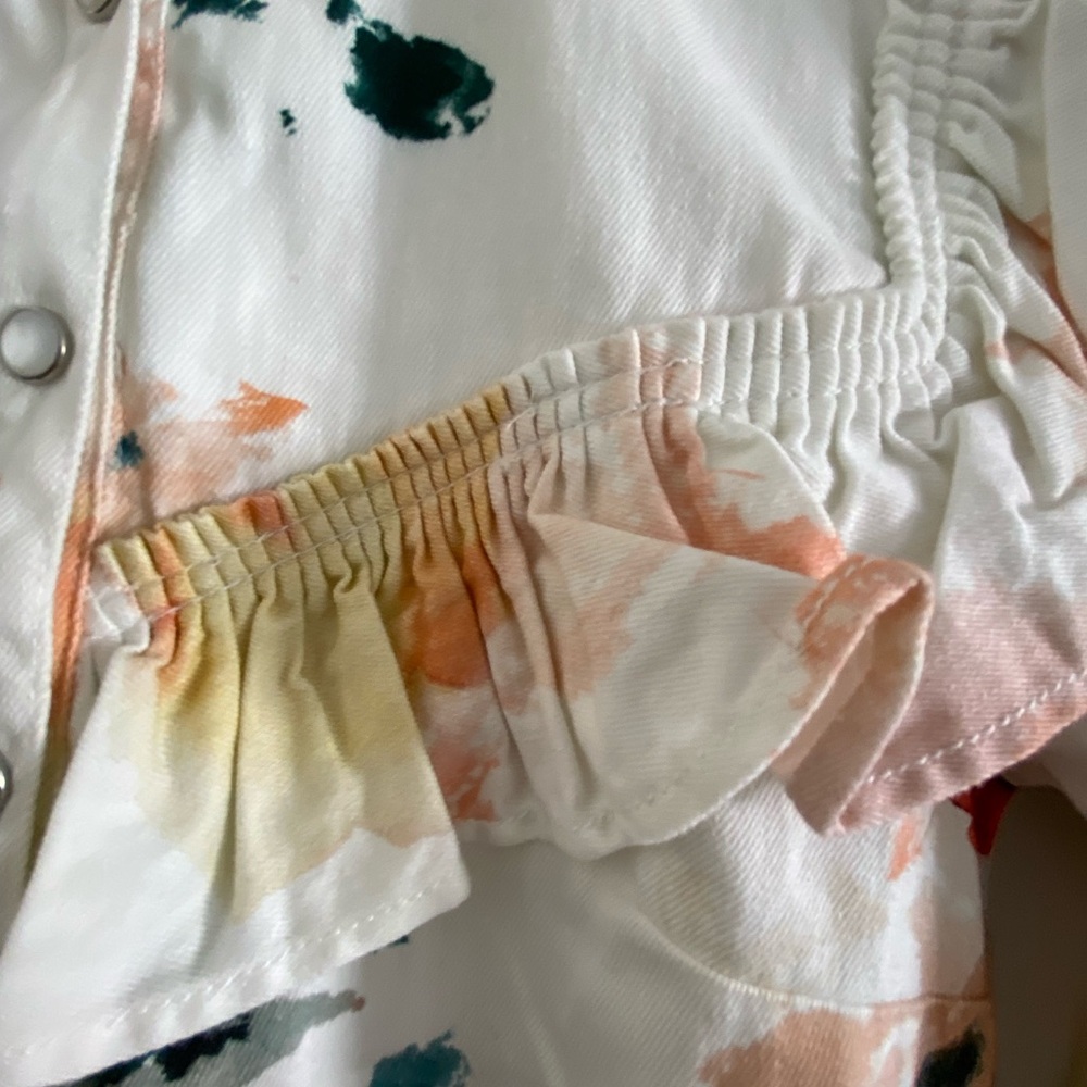 By Anthropologie Pilcro Long-Sleeve Ruffled Denim Mini Shirt Dress size M new - Picture 8 of 9